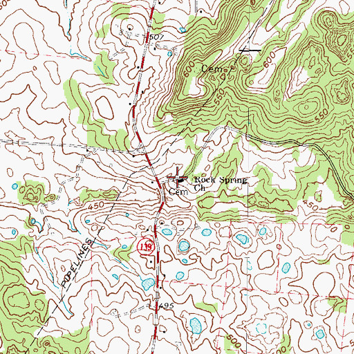 Topographic Map of Rock Spring Church, KY