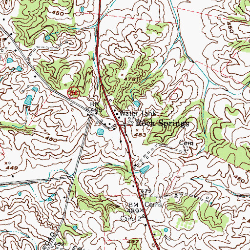 Topographic Map of Rock Springs, KY