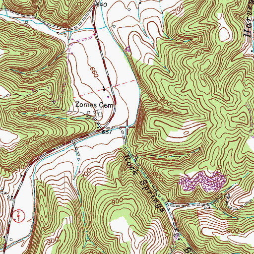 Topographic Map of Rock Springs Branch, KY
