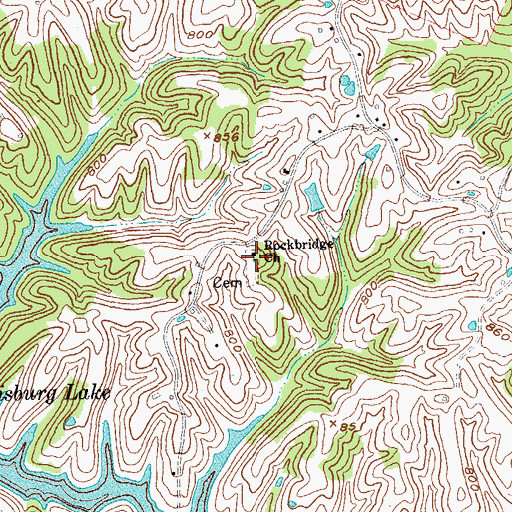 Topographic Map of Rockbridge Baptist Church, KY