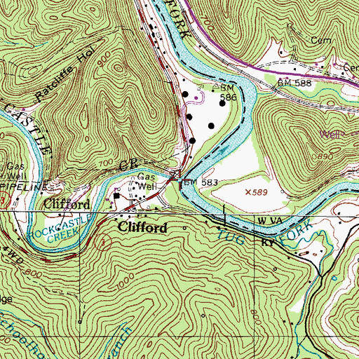 Topographic Map of Rockcastle Creek, KY