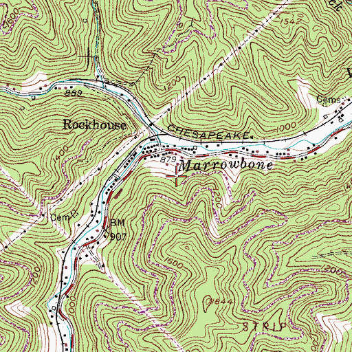 Topographic Map of Rockhouse, KY