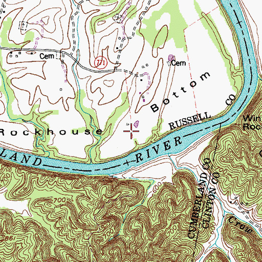 Topographic Map of Rockhouse Bottom, KY