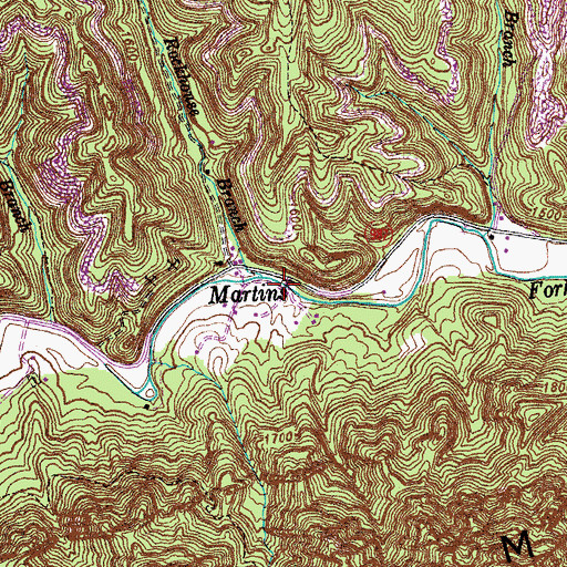 Topographic Map of Rockhouse Branch, KY