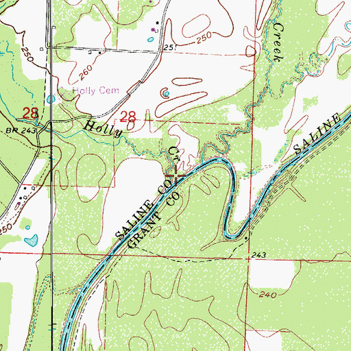 Topographic Map of Holly Creek, AR
