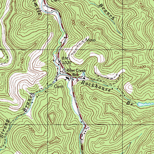 Topographic Map of Rockhouse Branch, KY