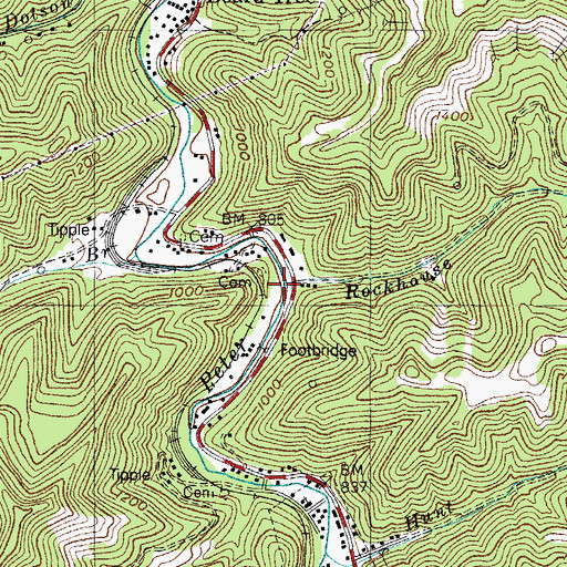 Topographic Map of Rockhouse Branch, KY