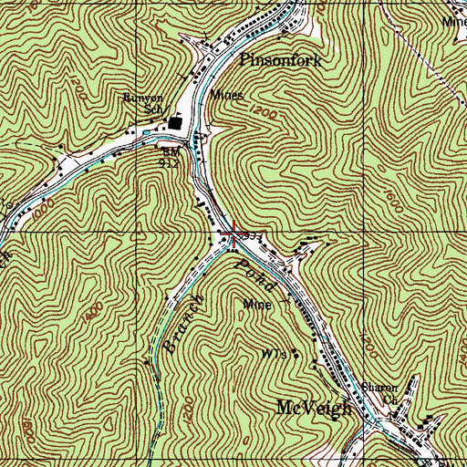 Topographic Map of Rockhouse Branch, KY