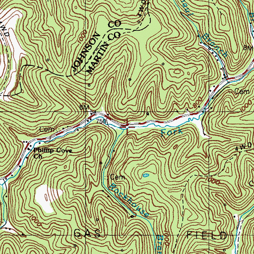 Topographic Map of Rockhouse Branch, KY
