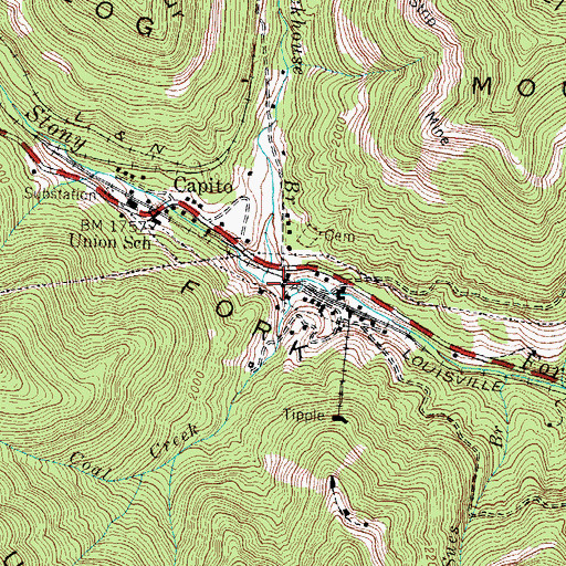 Topographic Map of Rockhouse Branch, KY