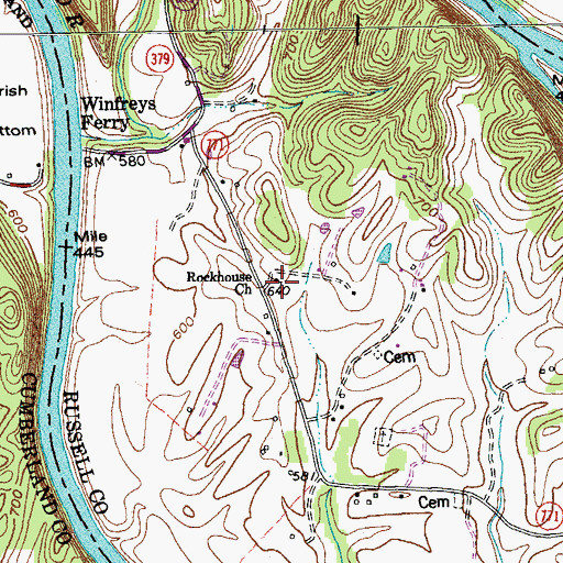 Topographic Map of Rockhouse Church, KY