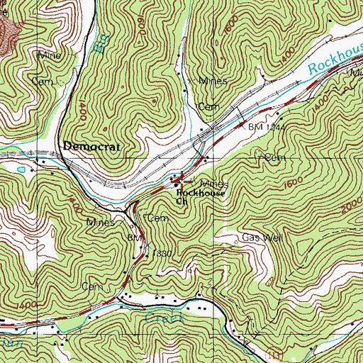 Topographic Map of Rockhouse Church, KY