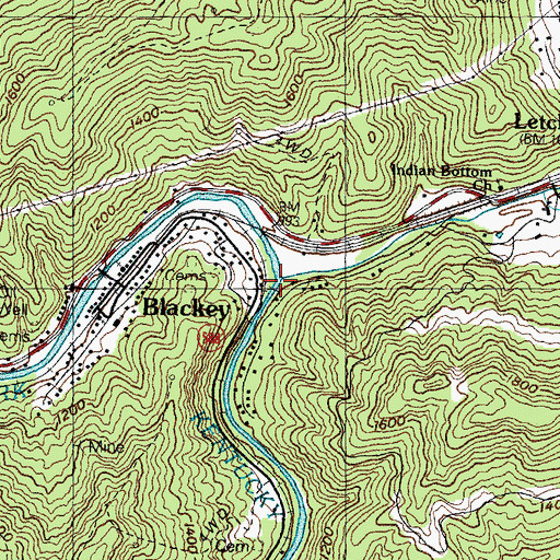 Topographic Map of Rockhouse Creek, KY