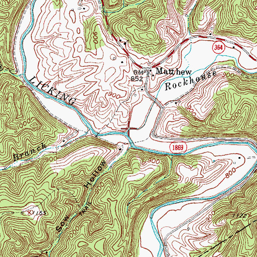 Topographic Map of Rockhouse Creek, KY