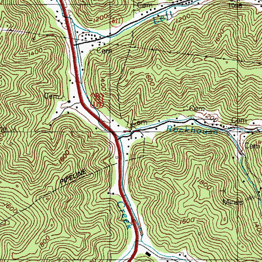 Topographic Map of Rockhouse Fork, KY