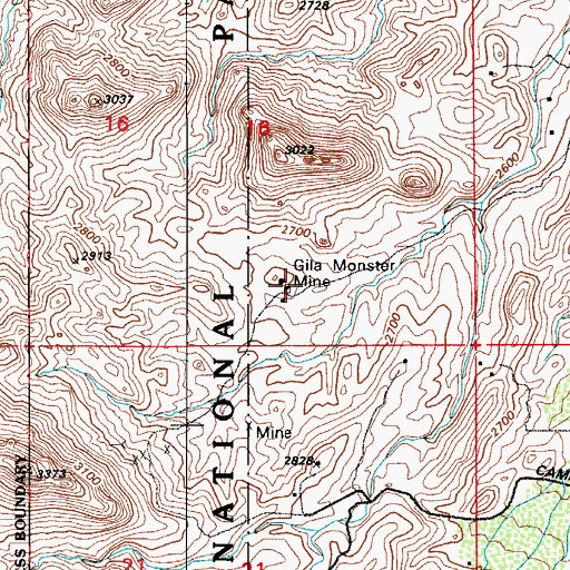 Topographic Map of Gila Monster Mine, AZ