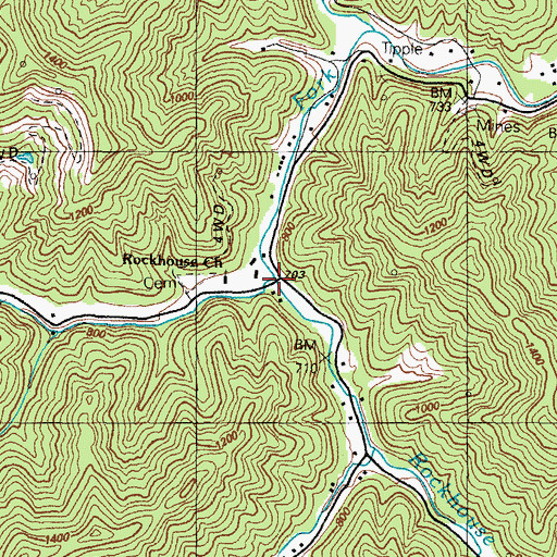 Topographic Map of Rockhouse Fork, KY