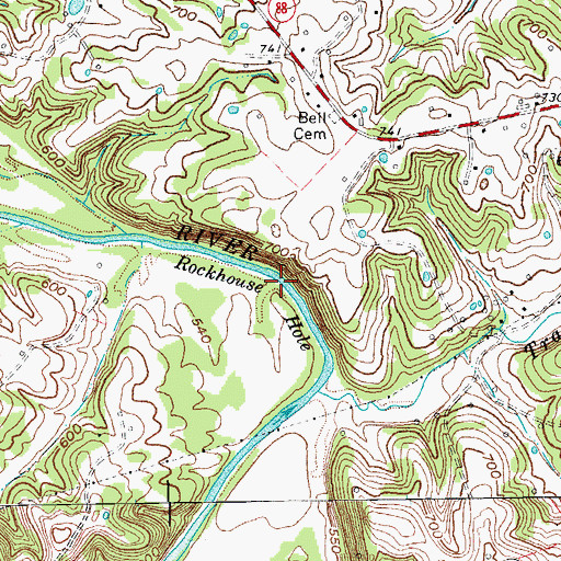 Topographic Map of Rockhouse Hole, KY