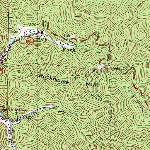 Topographic Map of Rockhouse Mountain, KY