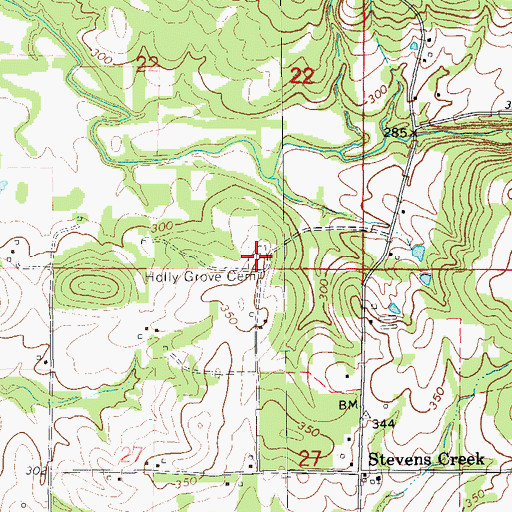 Topographic Map of Holly Grove Cemetery, AR