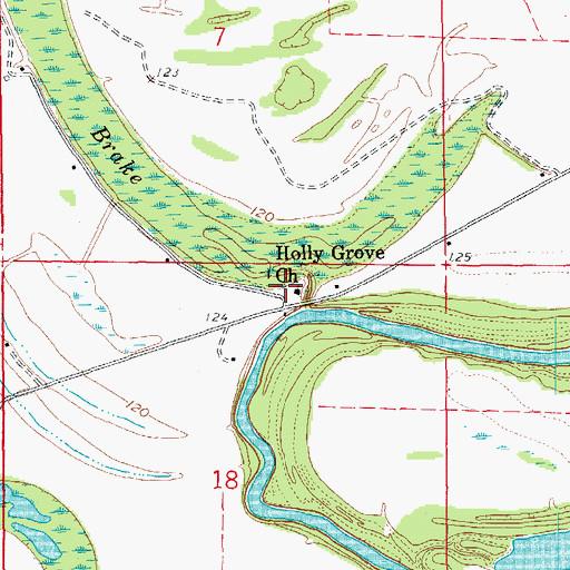 Topographic Map of Holly Grove Church, AR
