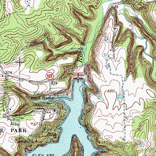 Topographic Map of Rocky Clifty Creek, KY