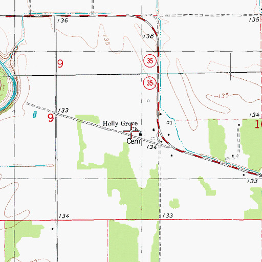 Topographic Map of Holly Grove Church, AR
