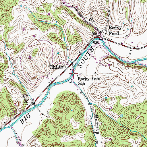 Topographic Map of Rocky Ford School, KY