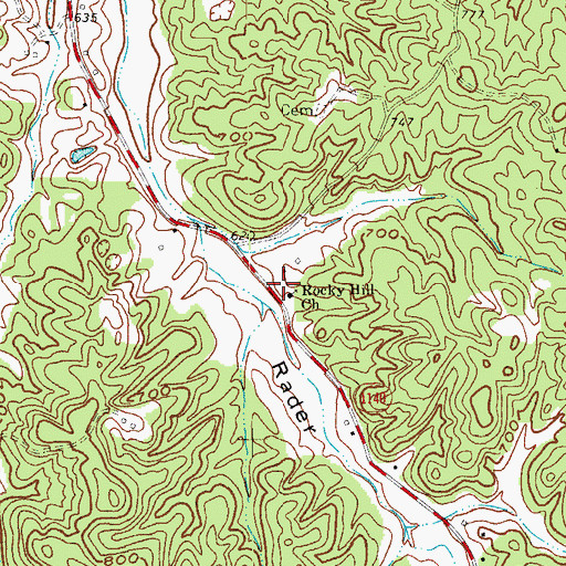 Topographic Map of Rocky Hill Church, KY