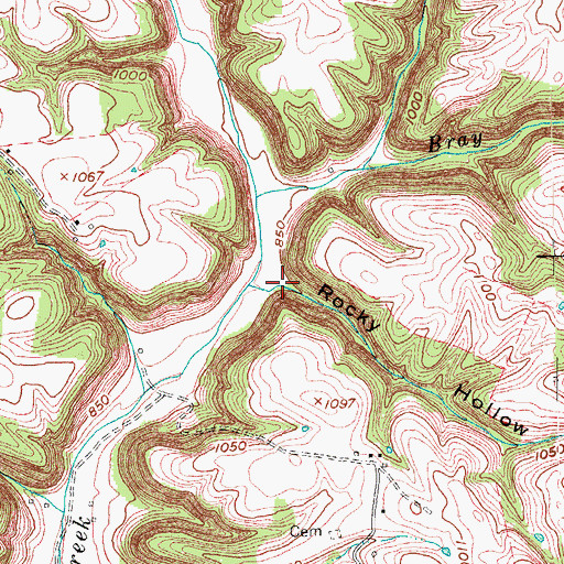 Topographic Map of Rocky Hollow, KY