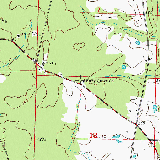 Topographic Map of Holly Grove Church, AR