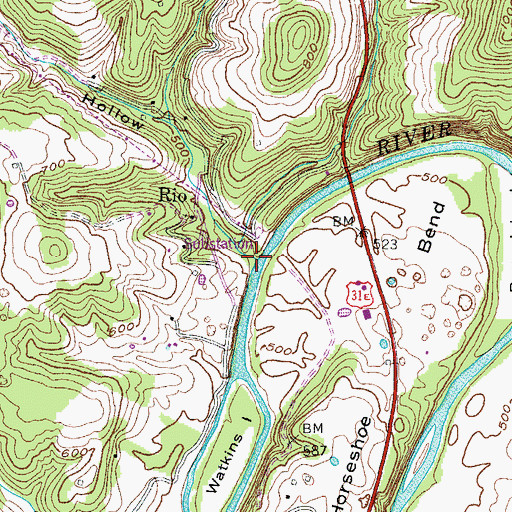 Topographic Map of Rocky Hollow, KY