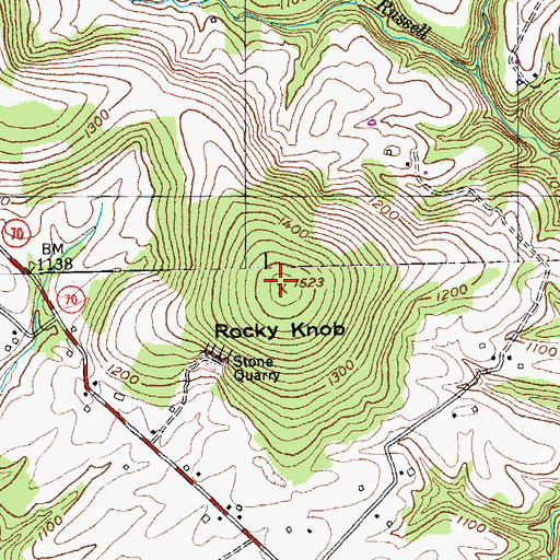 Topographic Map of Rocky Knob, KY