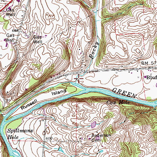 Topographic Map of Rocky Run, KY