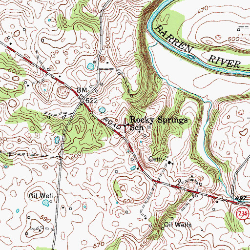 Topographic Map of Rocky Springs School, KY