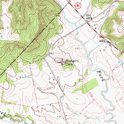 Topographic Map of Rodgers Cemetery, KY