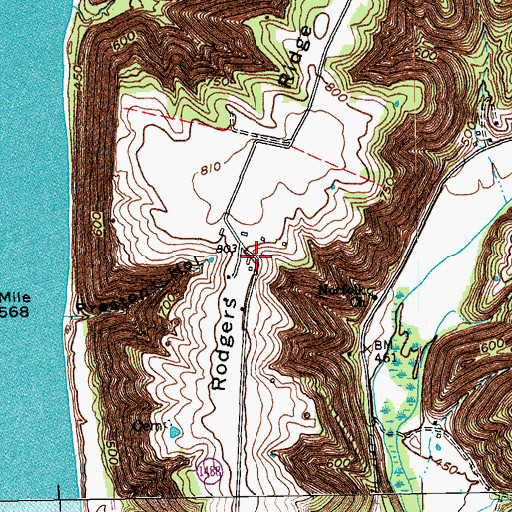 Topographic Map of Rodgers Ridge, KY