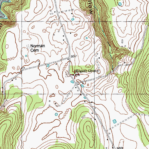 Topographic Map of Roger Grove Church, KY