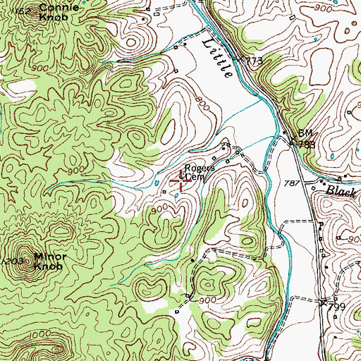 Topographic Map of Rogers Cemetery, KY