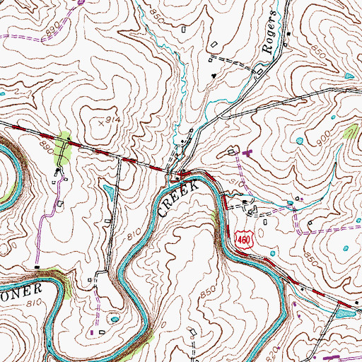 Topographic Map of Rogers Creek, KY