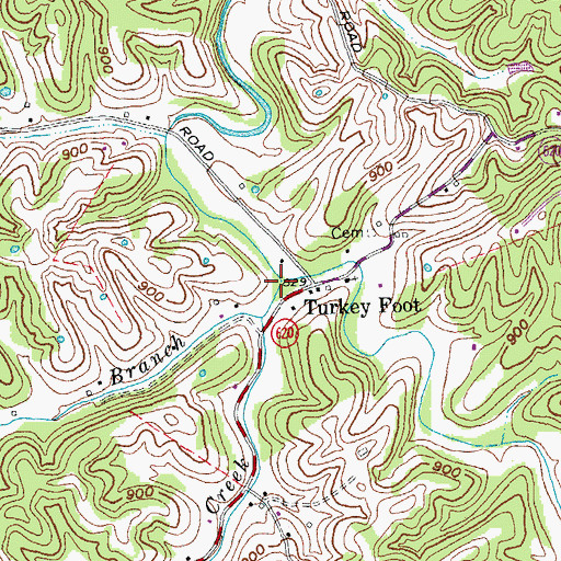 Topographic Map of Rogers Gap Creek, KY