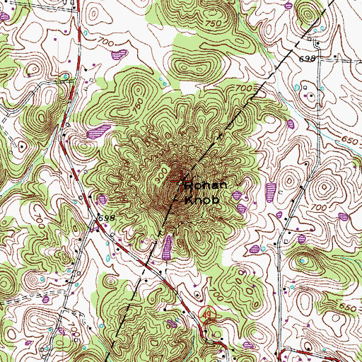 Topographic Map of Rohan Knob, KY