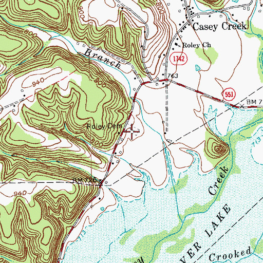 Topographic Map of Roley Cemetery, KY