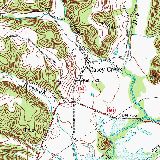 Topographic Map of Roley Christian Church (historical), KY