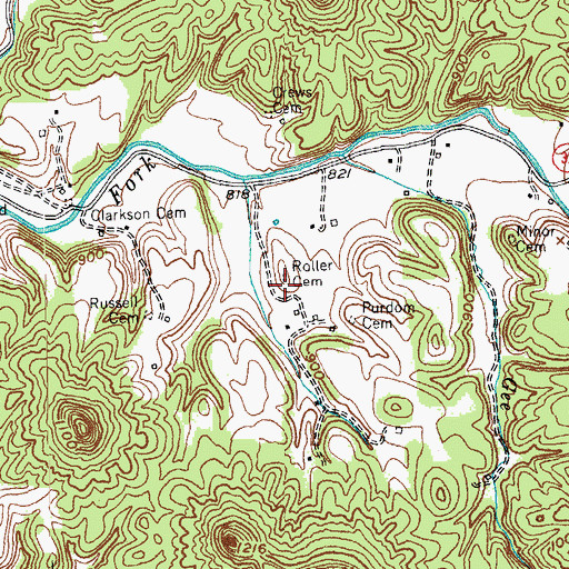 Topographic Map of Roller Cemetery, KY
