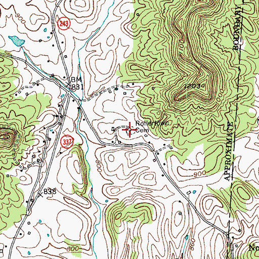 Topographic Map of Rollertown Cemetery, KY