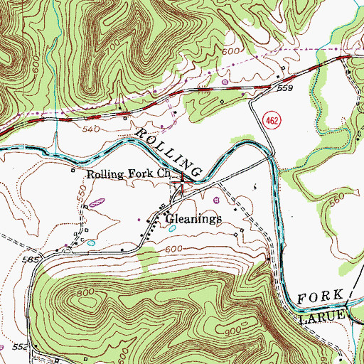 Topographic Map of Rolling Fork Baptist Church, KY