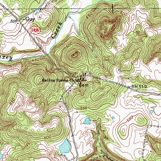 Topographic Map of Rolling Spring Church, KY