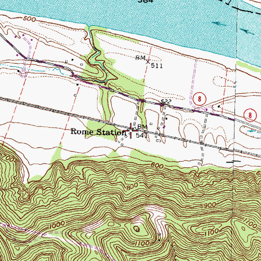 Topographic Map of Rome Station, KY