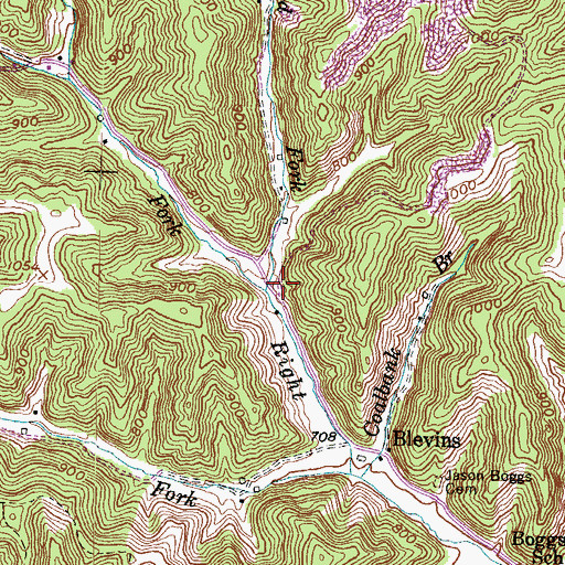 Topographic Map of Rood Fork, KY